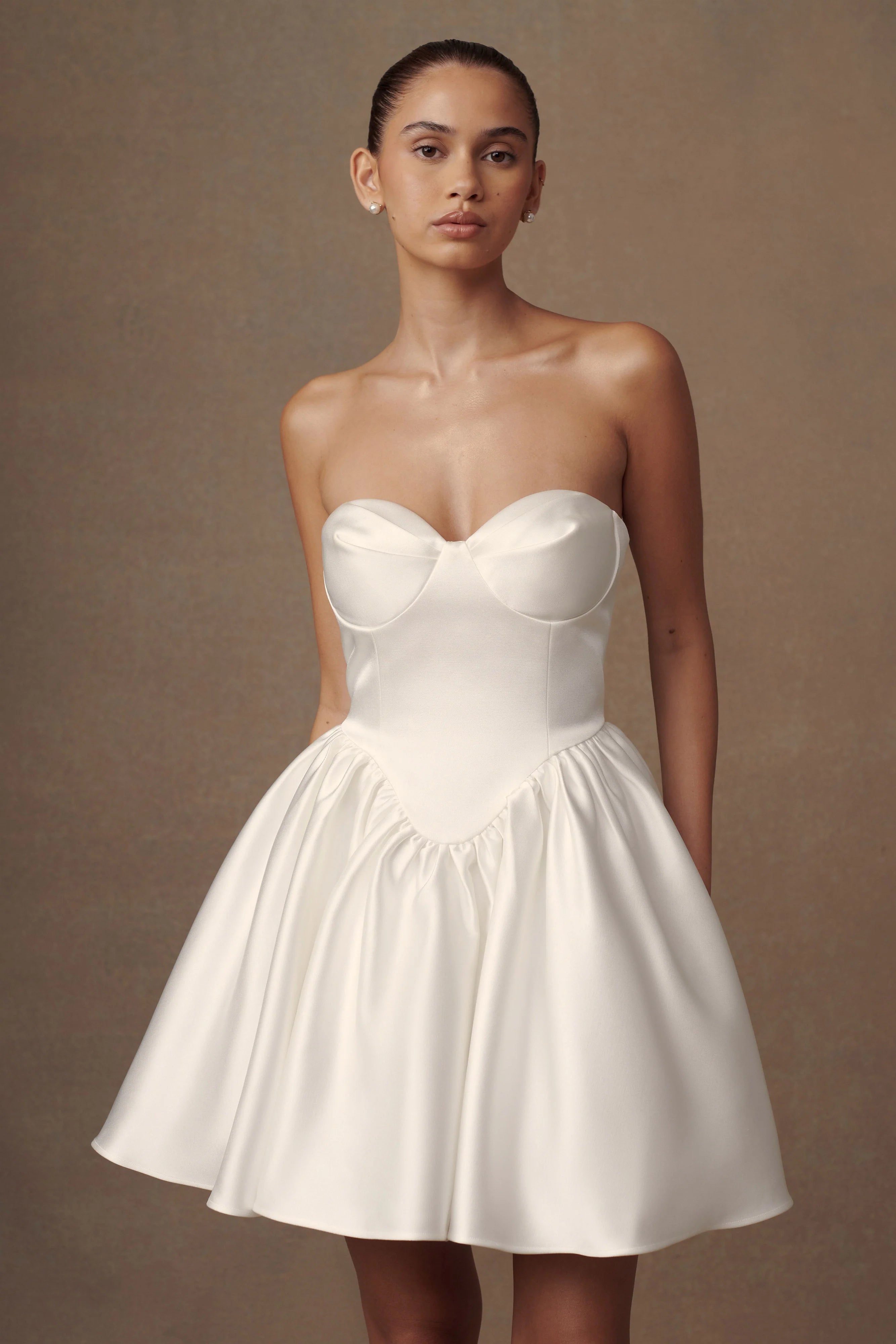 Hollie Structured Corset Mini Dress - White